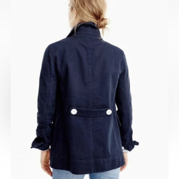 J. Crew Peacoat Heavyweight Cotton Twill Double Breasted Button Up Size 12 Navy - Picture 2 of 16